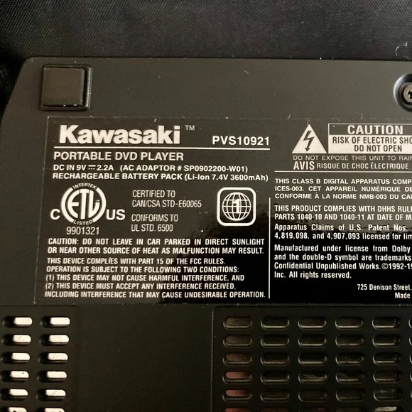 Kawasaki PVS10921 Portable DVD Player